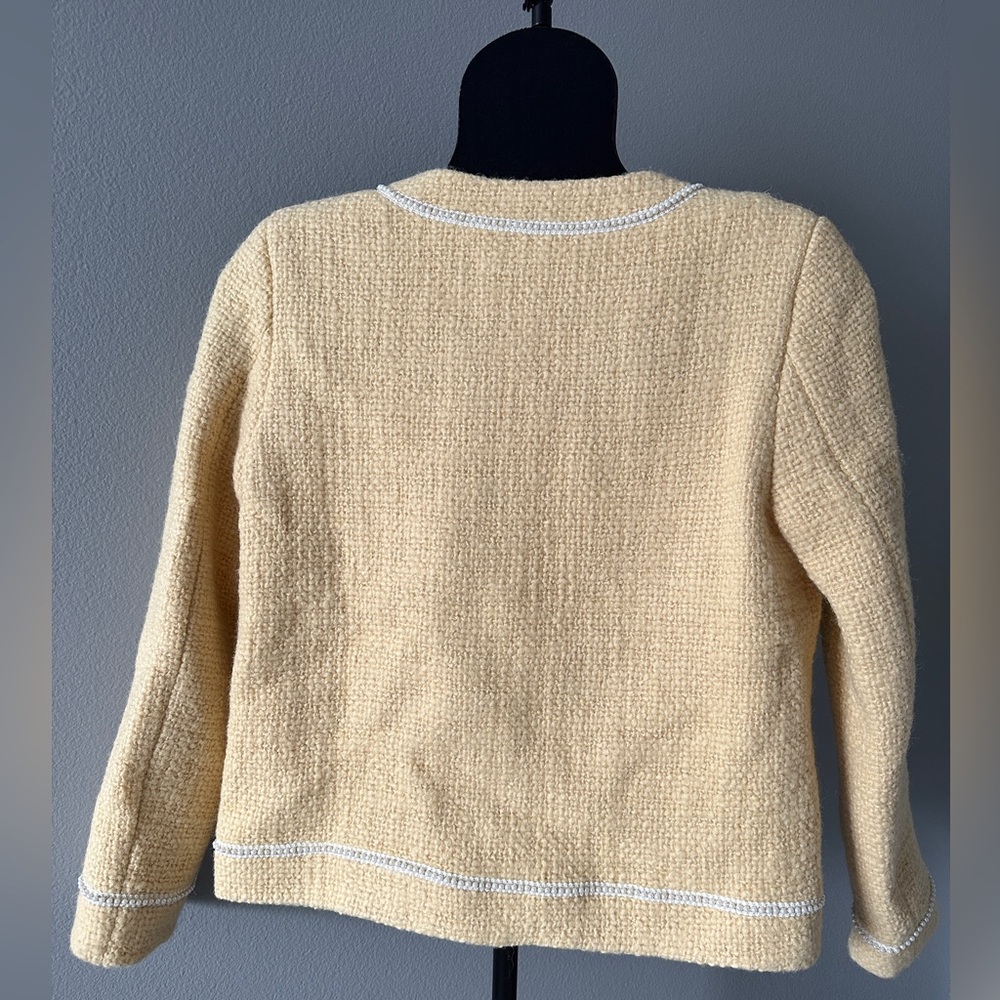 NWOT Wool tweed lady jacket light yellow - Picture 2 of 13